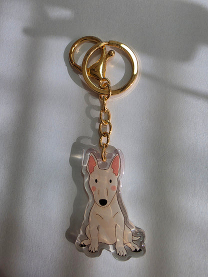 Pet Keychain 040 - White - Bull Terrier