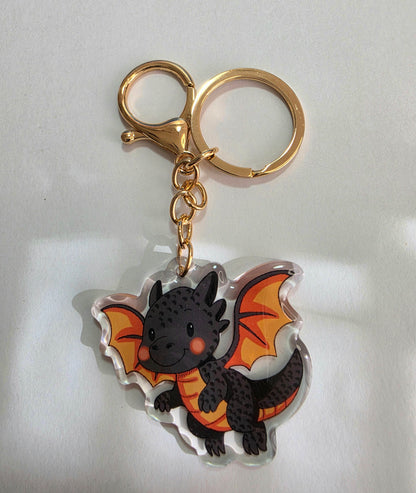 Pet Keychain 096 - Black - Dragon