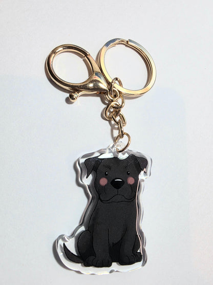 Pet Keychain 002 - Black - Staffordshire Bull Terrier
