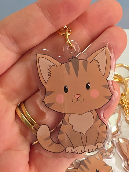 Pet Keychain 085 - Brown - Cat
