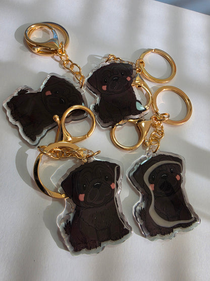 Pet Keychain 047 - Black - Pug