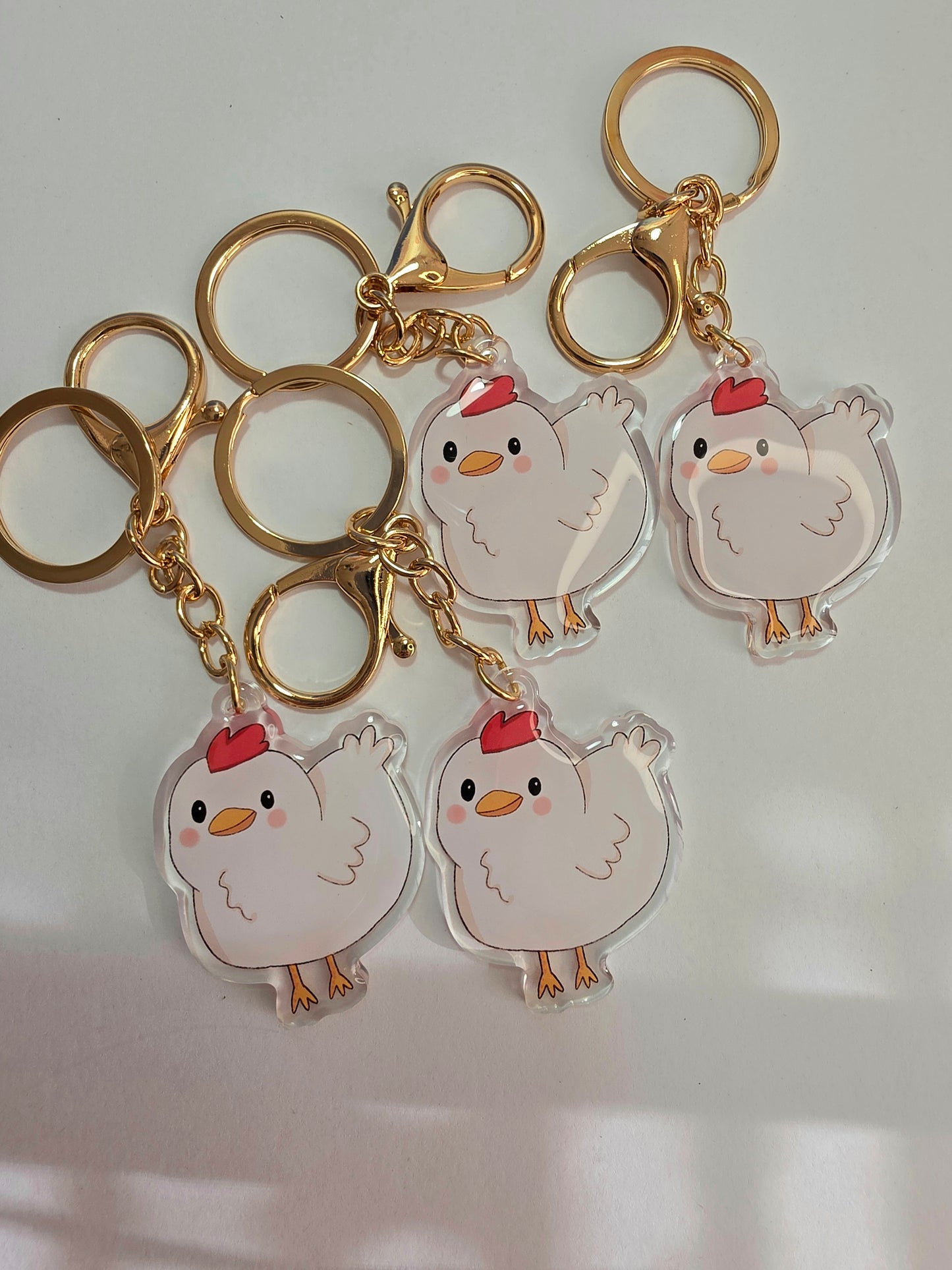 Pet Keychain 094 - White - Chicken