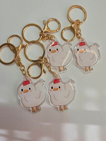 Pet Keychain 094 - White - Chicken