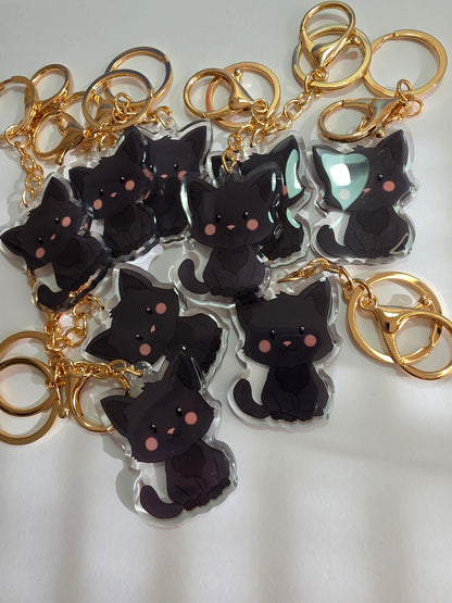 Pet Keychain 077 - Black - Cat