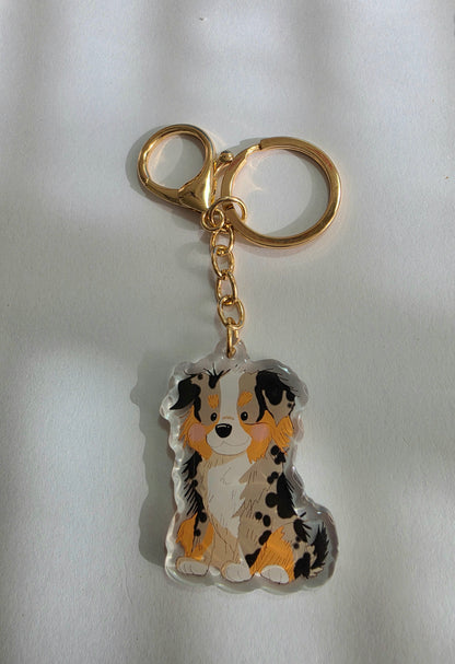 Pet Keychain 036 - Blue Merle - Aussie Shepherd