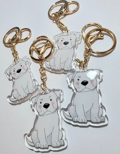 Pet Keychain 003 - White - Staffordshire Bull Terrier