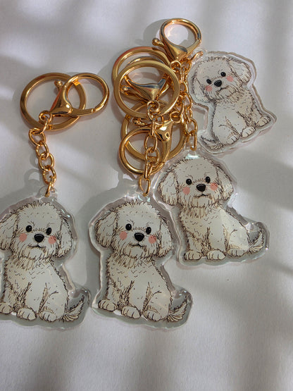 Pet Keychain 058 - White - Bichon Frise