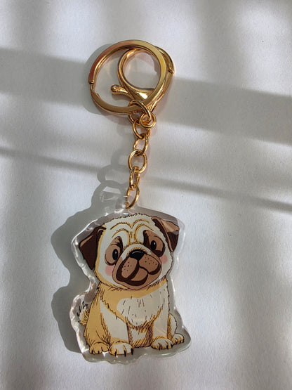 Pet Keychain 048 - Cream - Pug