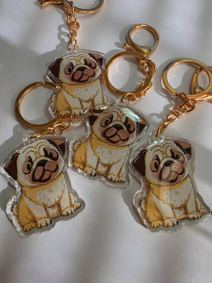 Pet Keychain 048 - Cream - Pug