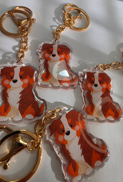 Pet Keychain 034 - Red Tricolour - Aussie Shepherd