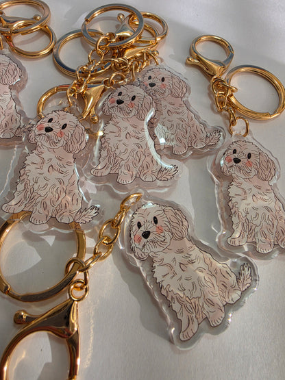Pet Keychain 021 - White - Cavoodle