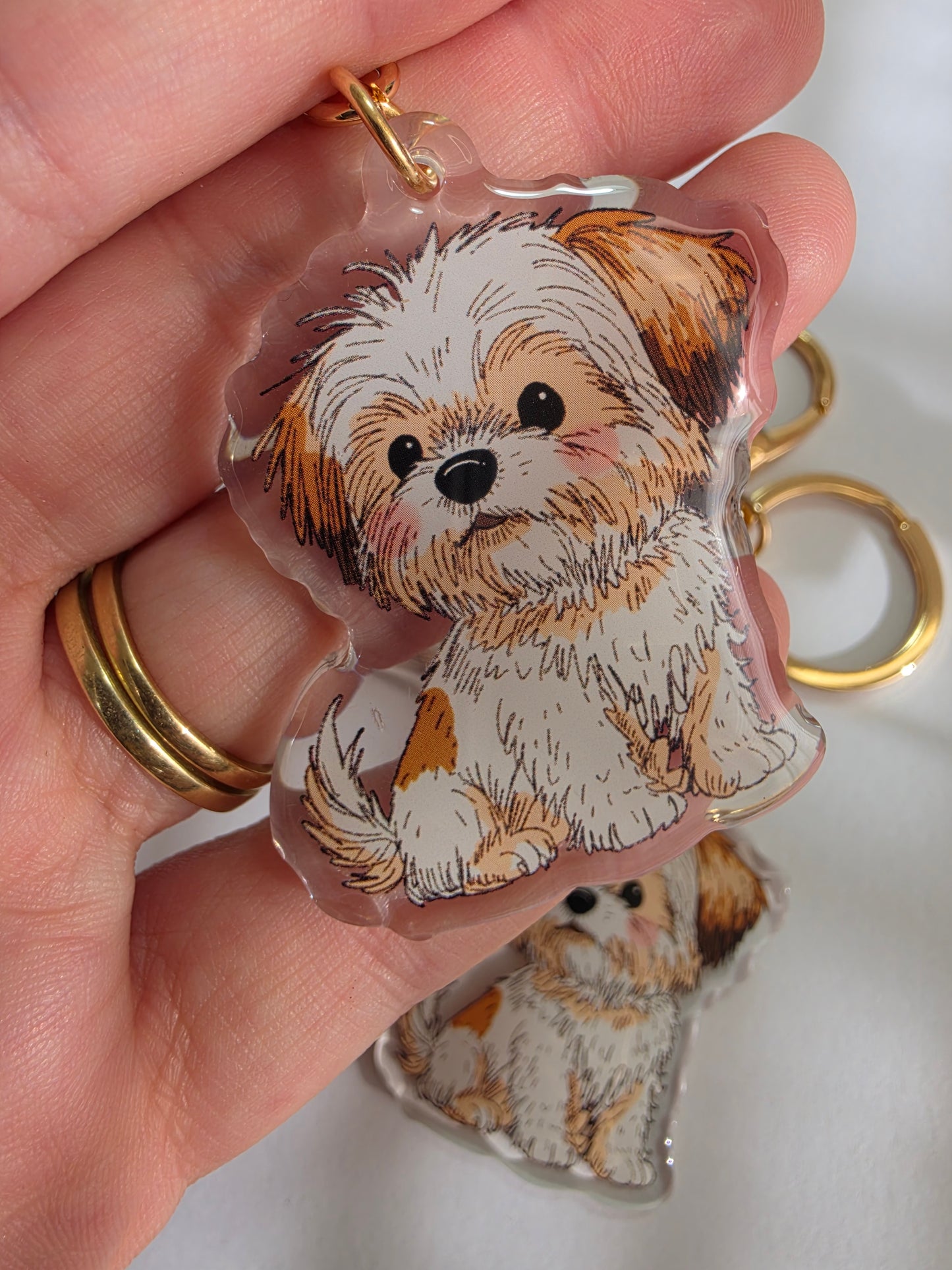 Pet Keychain 059 - White - Shih Tzu
