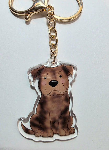 Pet Keychain 007 - Brindle - Staffordshire Bull Terrier