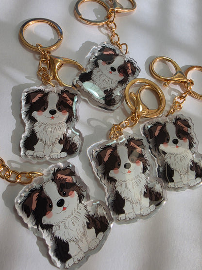 Pet Keychain 043 - Black and White - Border Collie