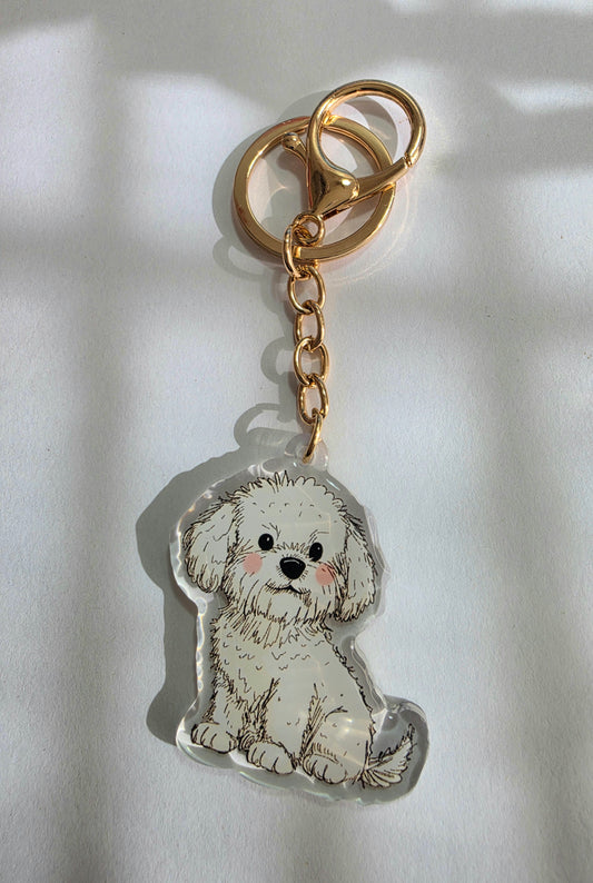 Pet Keychain 058 - White - Bichon Frise
