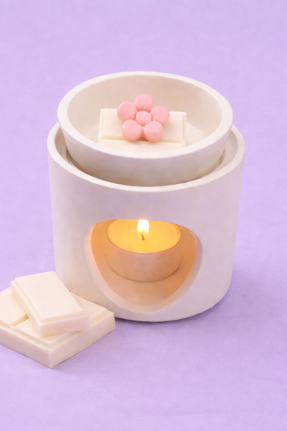 Tealight Burner - White Two-Piece Ceramic