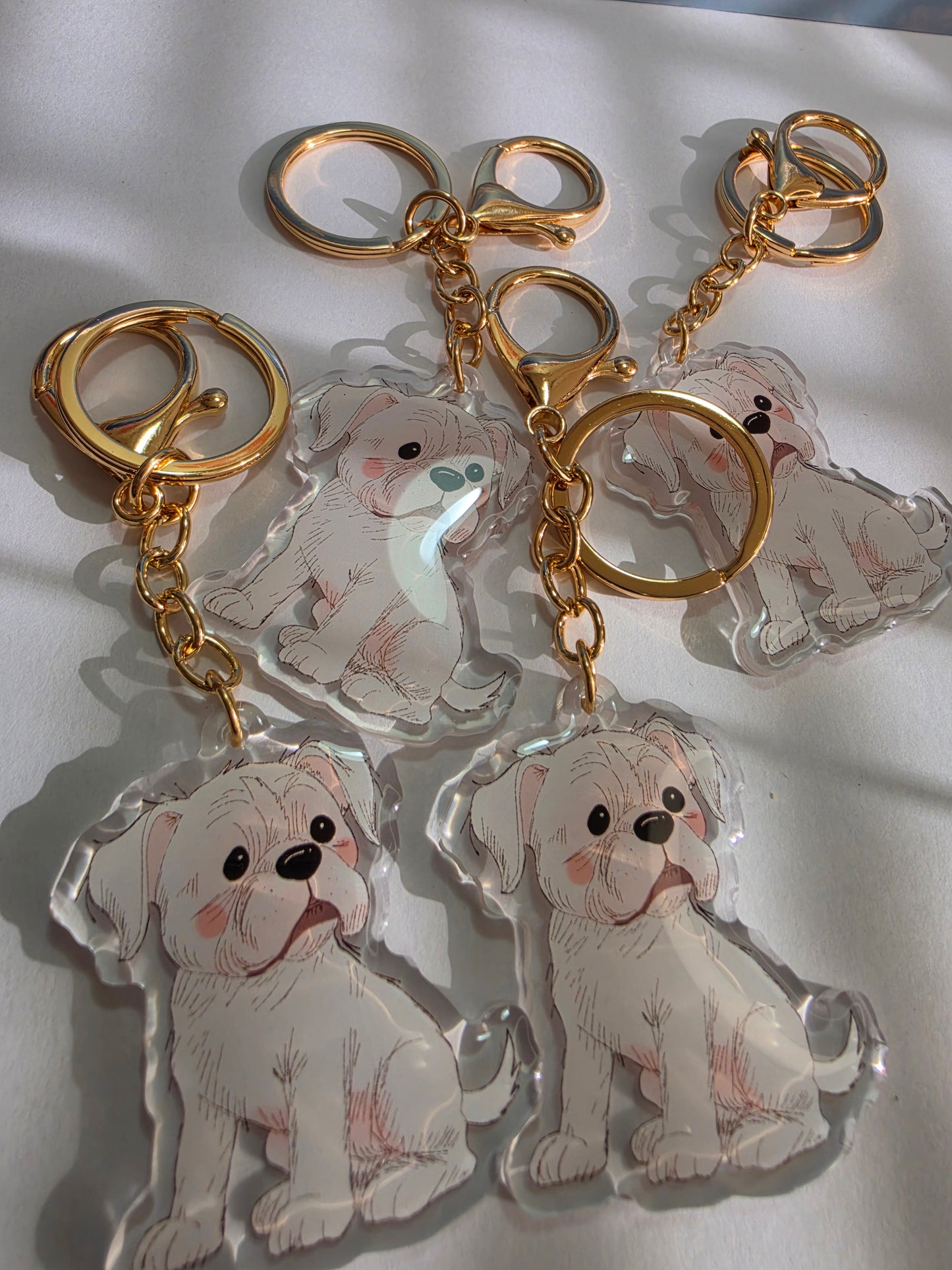 Pet Keychain 038 - White - Boxer