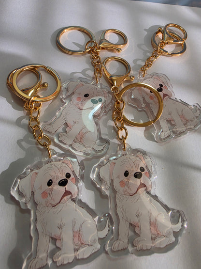 Pet Keychain 038 - White - Boxer