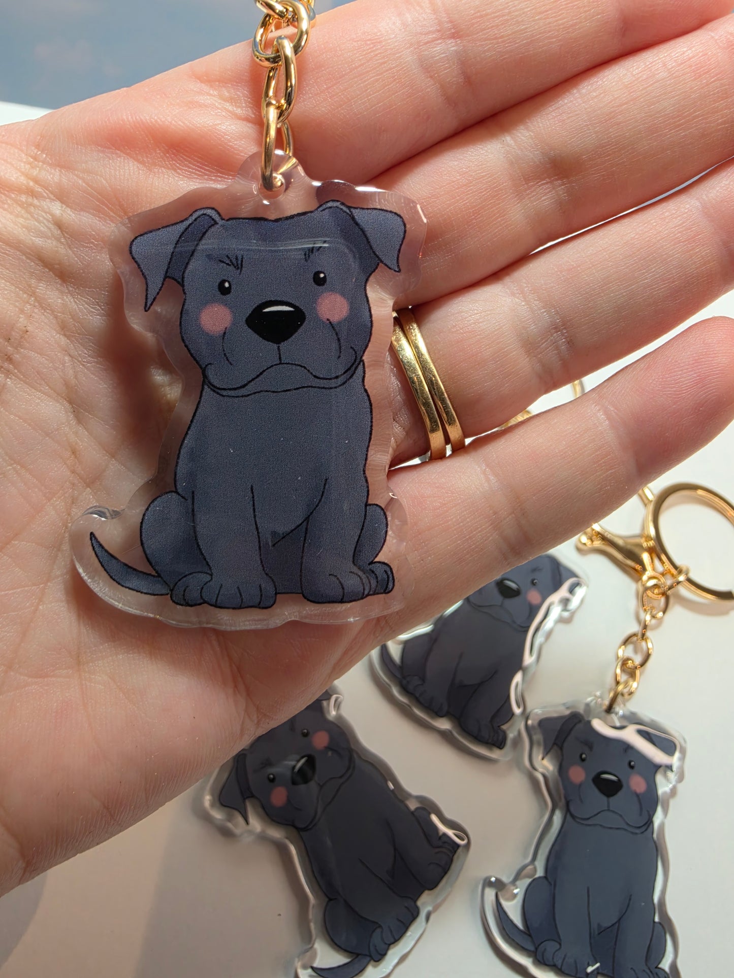 Pet Keychain 009 - Blue Grey - Staffordshire Bull Terrier