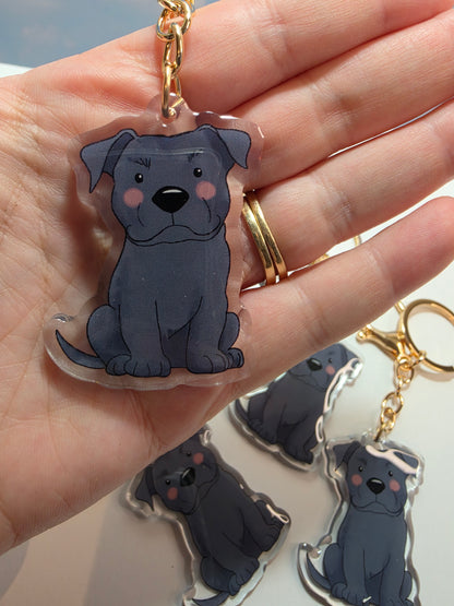 Pet Keychain 009 - Blue Grey - Staffordshire Bull Terrier
