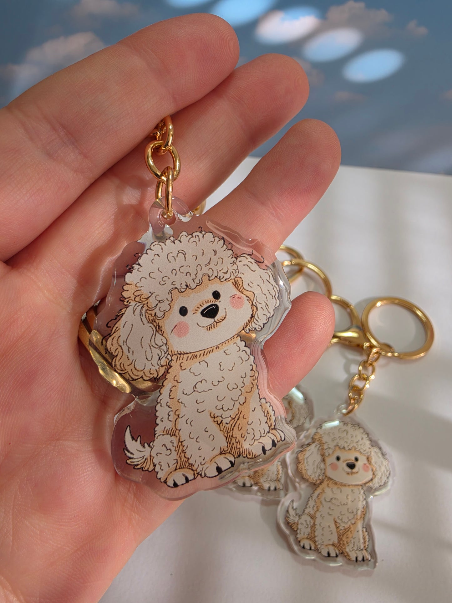 Pet Keychain 057 - White - Poodle