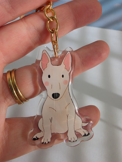 Pet Keychain 040 - White - Bull Terrier