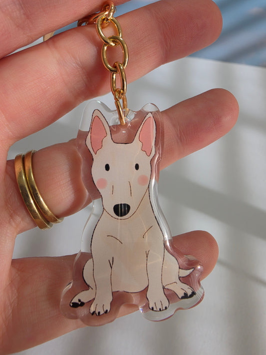 Pet Keychain 040 - White - Bull Terrier