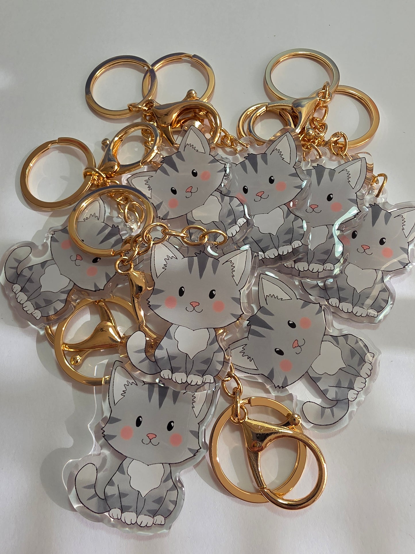 Pet Keychain 081 - Grey - Cat