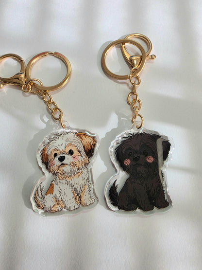 Pet Keychain 059 - White - Shih Tzu