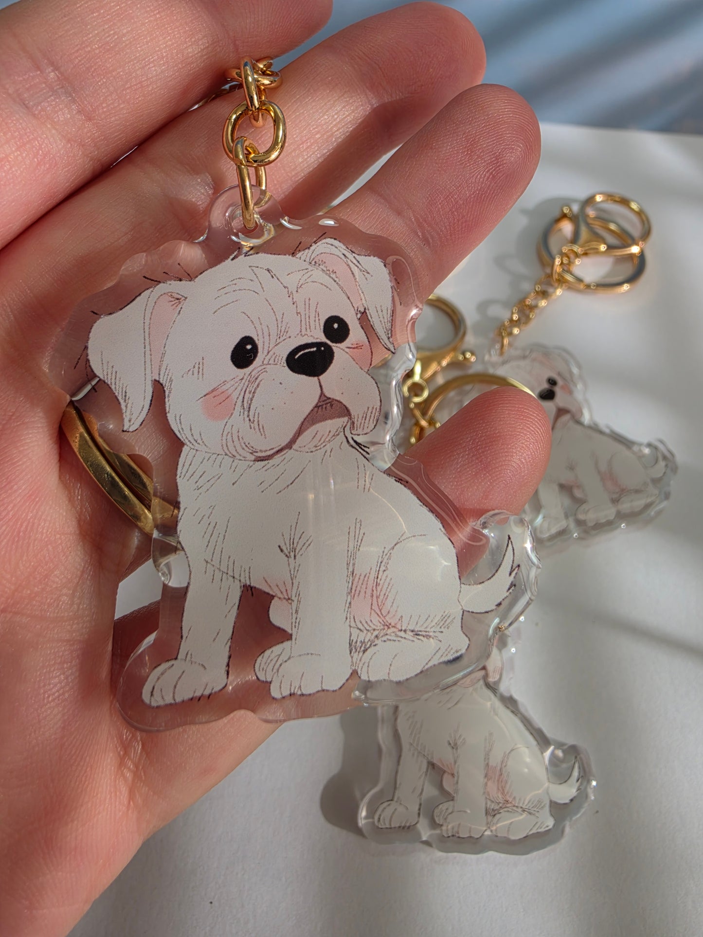 Pet Keychain 038 - White - Boxer