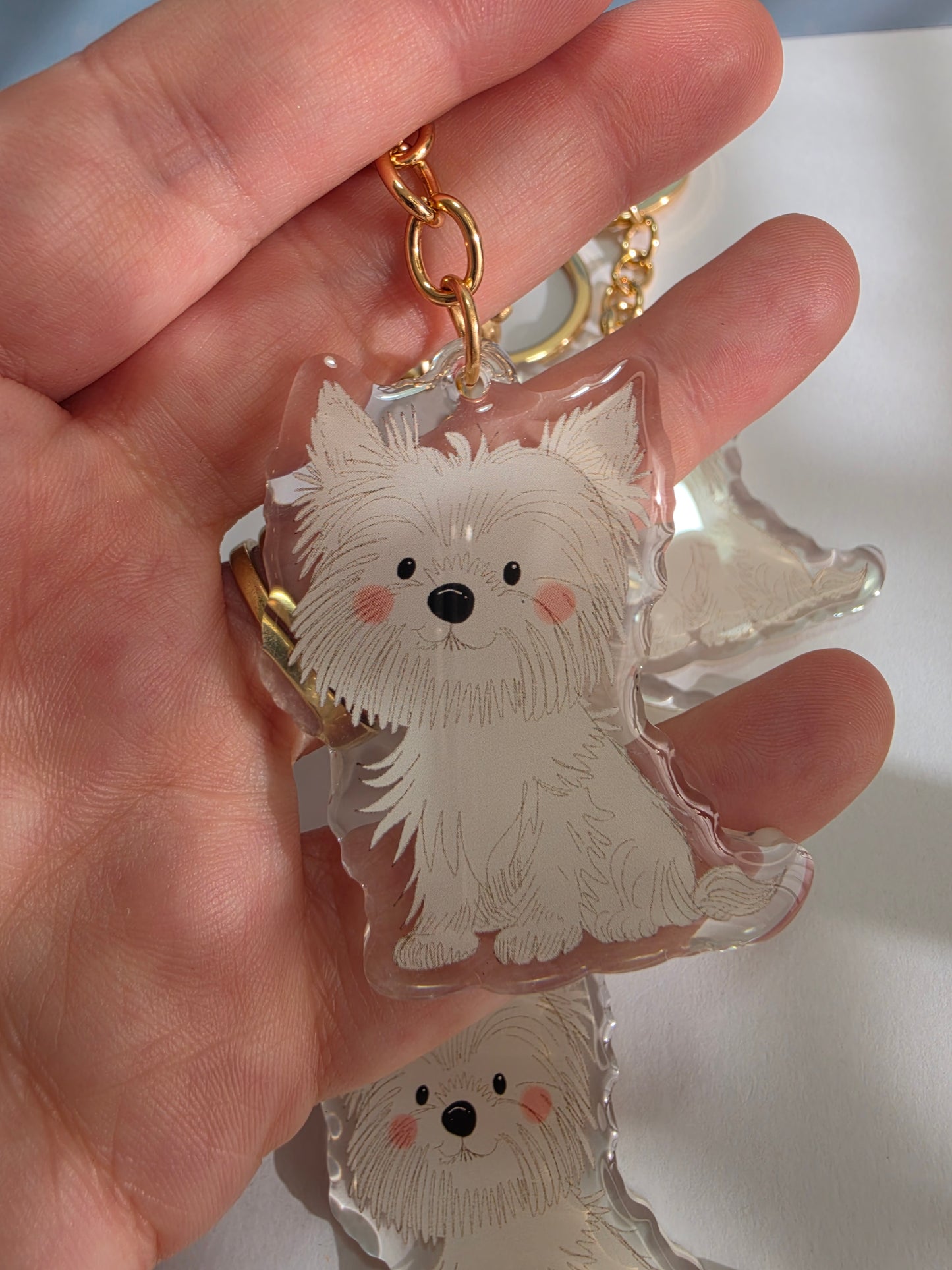 Pet Keychain 052 - White - Yorkshire Terrier