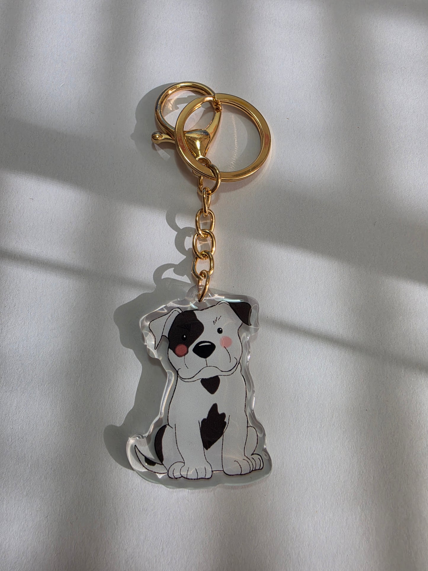 Pet Keychain 004 - Black and White - Staffordshire Bull Terrier