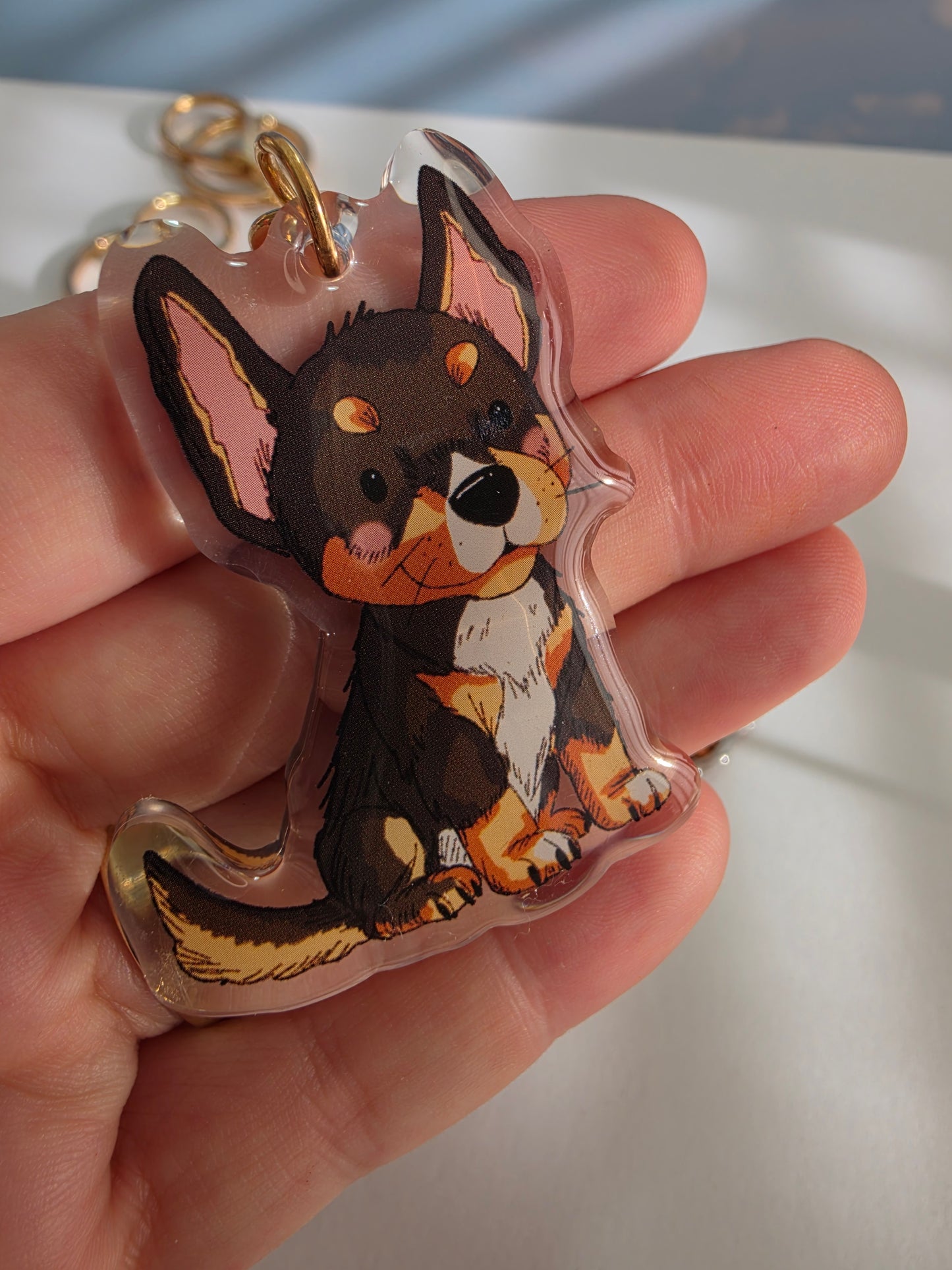 Pet Keychain 029 - Black Tricolour - Kelpie