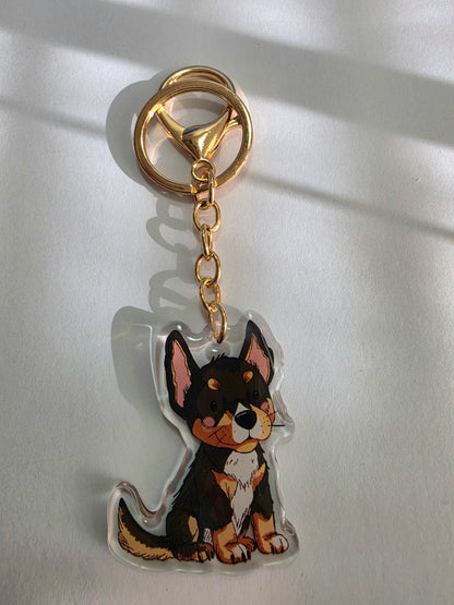 Pet Keychain 029 - Black Tricolour - Kelpie