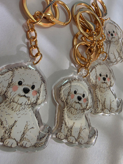 Pet Keychain 058 - White - Bichon Frise