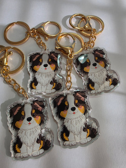 Pet Keychain 044 - Black Tricolour - Border Collie