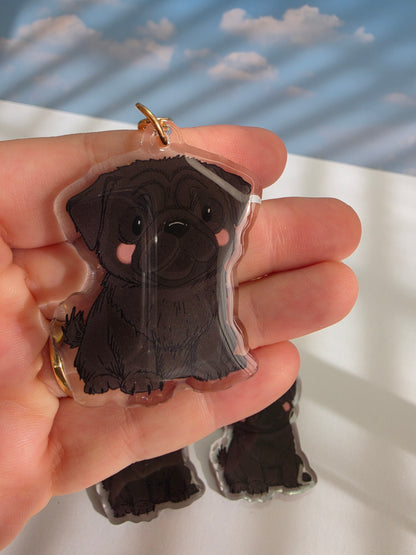 Pet Keychain 047 - Black - Pug