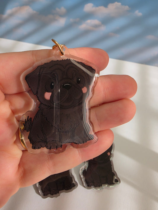 Pet Keychain 047 - Black - Pug