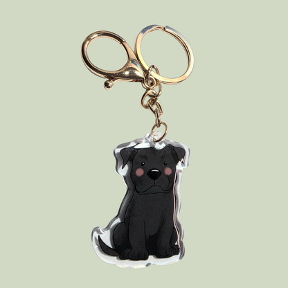 Pet Keychain 002 - Black - Staffordshire Bull Terrier