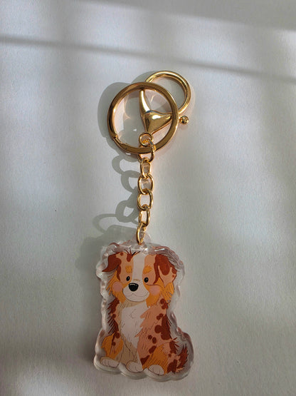 Pet Keychain 035 - Red Merle - Aussie Shepherd