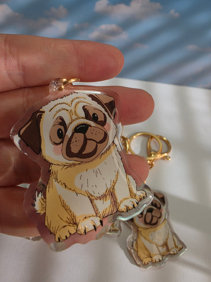 Pet Keychain 048 - Cream - Pug