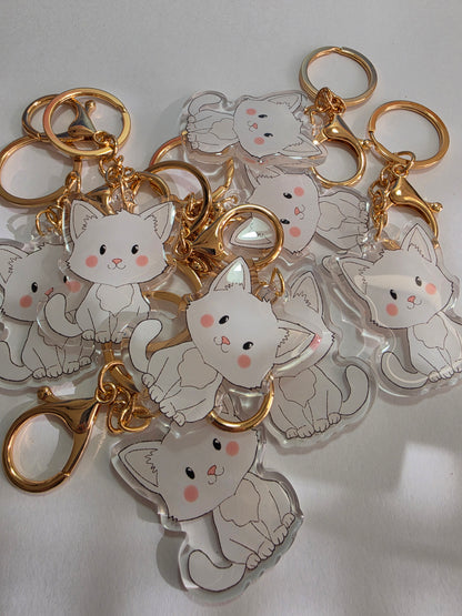 Pet Keychain 078 - White - Cat