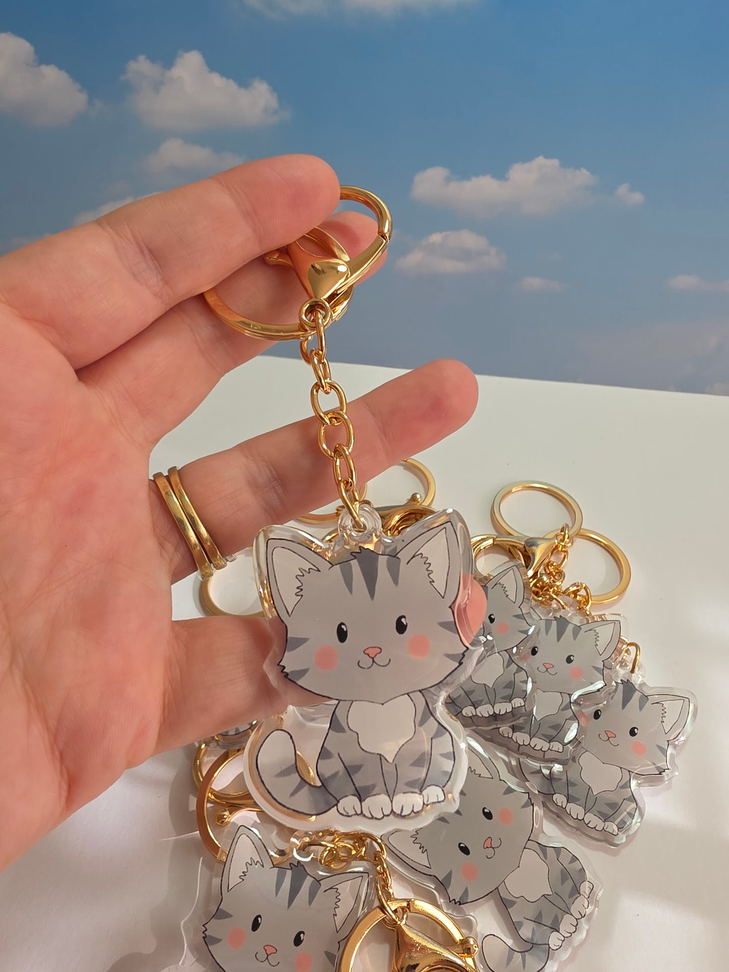Pet Keychain 081 - Grey - Cat