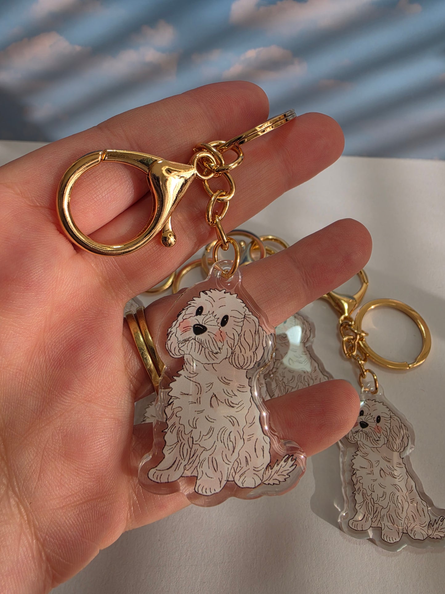 Pet Keychain 021 - White - Cavoodle
