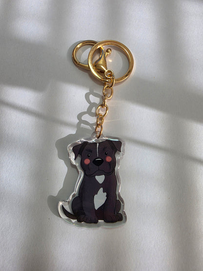 Pet Keychain 001 - Tuxedo - Staffordshire Bull Terrier