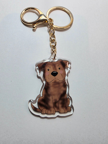 Pet Keychain 007 - Brindle - Staffordshire Bull Terrier