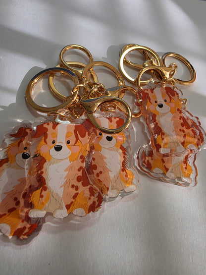 Pet Keychain 035 - Red Merle - Aussie Shepherd