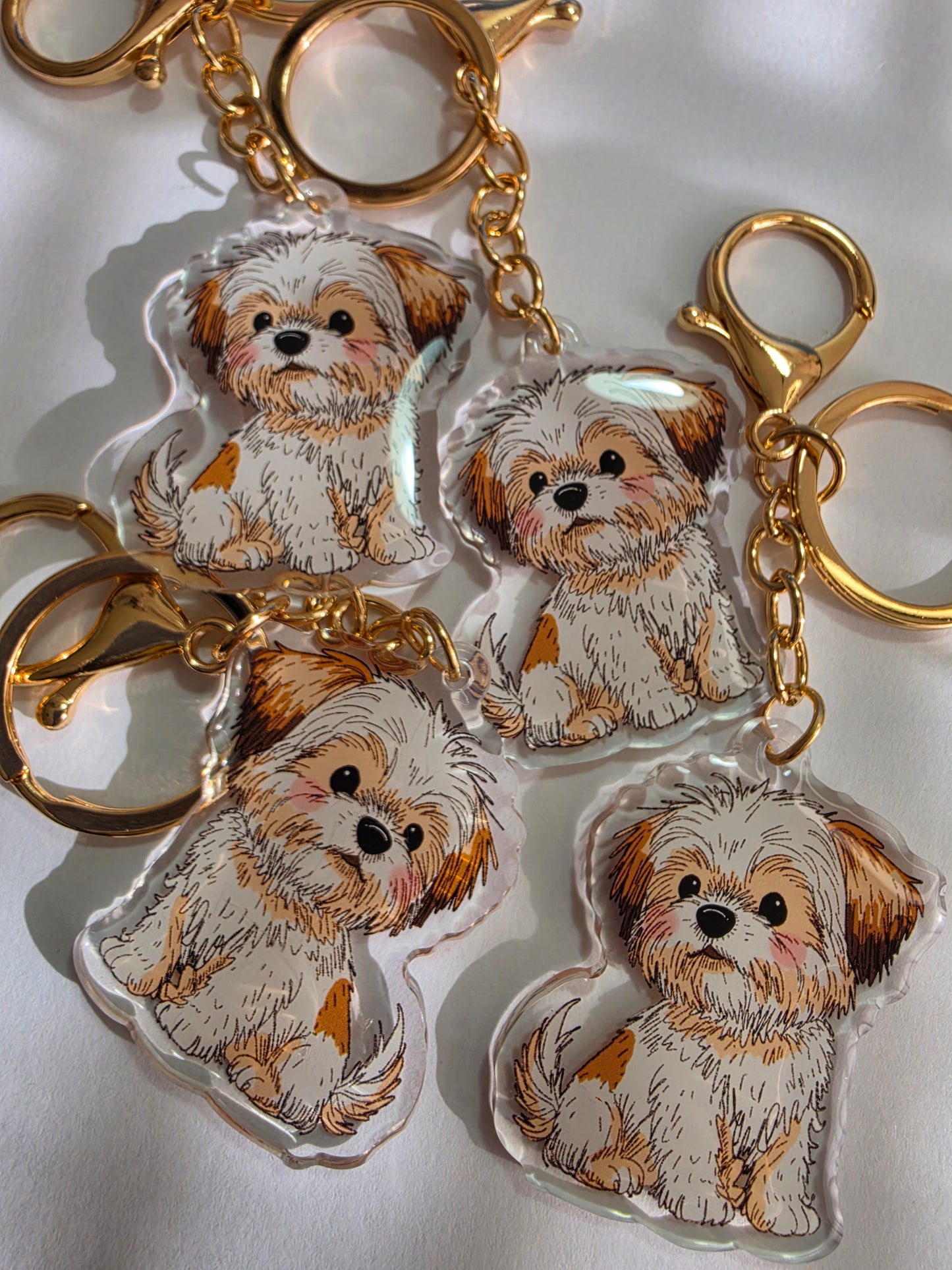 Pet Keychain 059 - White - Shih Tzu