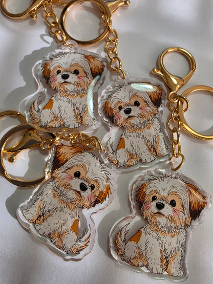 Pet Keychain 059 - White - Shih Tzu