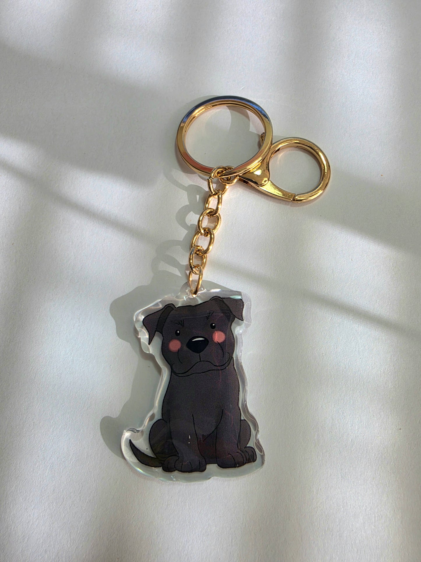Pet Keychain 002 - Black - Staffordshire Bull Terrier